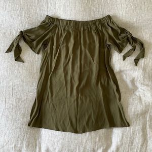 Green off shoulder top